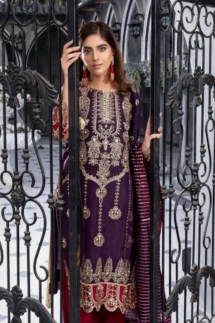 Sarajahan - Haseena - Organza - Purple - 3 Piece