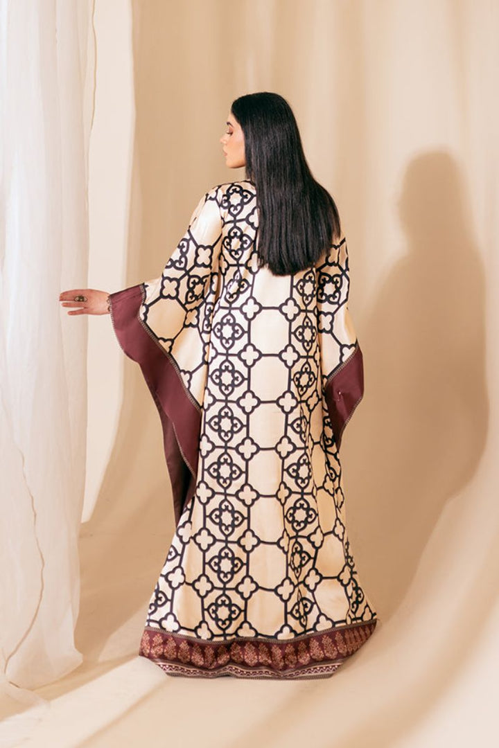 Fozia Khalid - Ember Essence - Kaftan - Rawsilk - Brown & Beige - 1 Piece