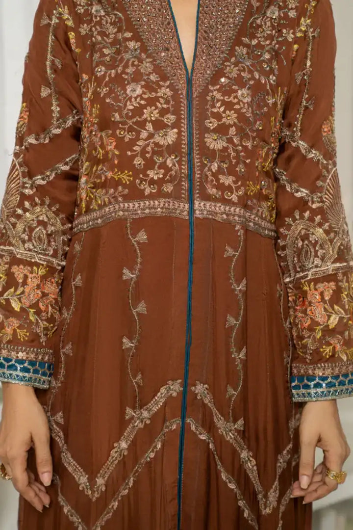 Sarajahan - Mahi - Chiffon - Brown - 3 Piece