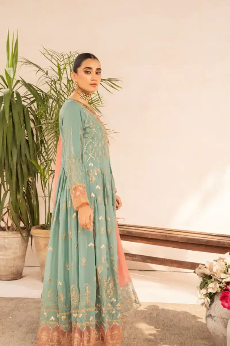 Sarajahan - Dua - Chiffon - Light Blue - 3 Piece