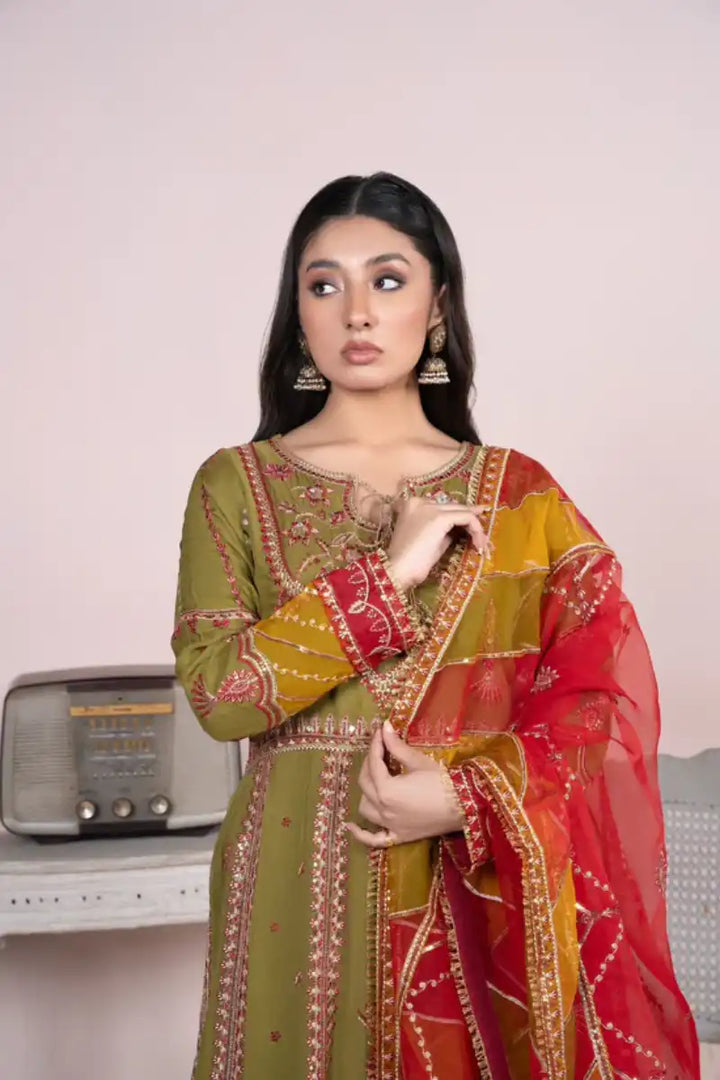 Sarajahan - Benazeer - Chiffon - Green - 3 Piece