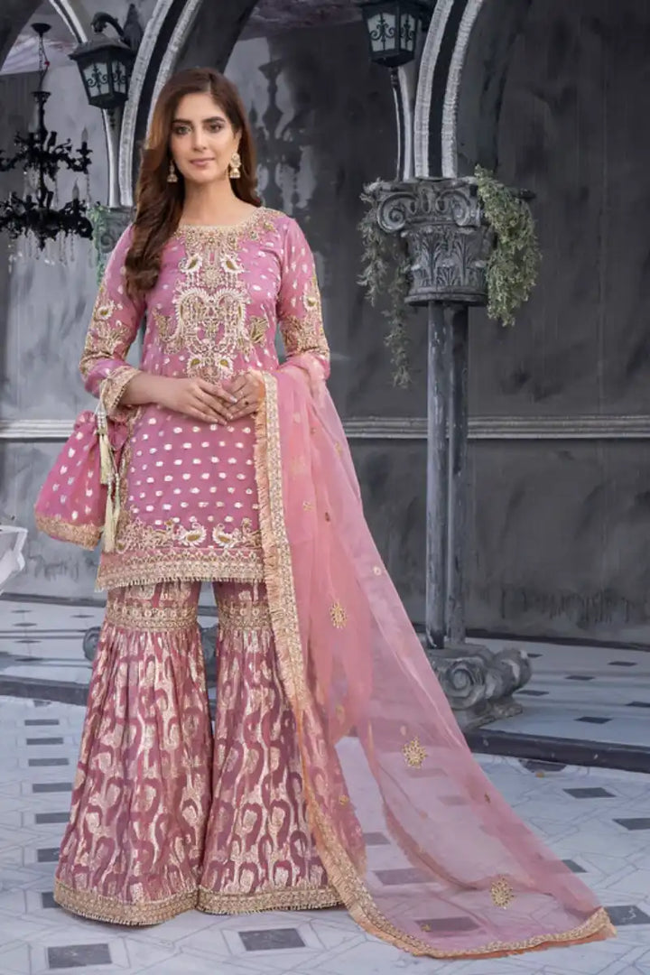 Sarajahan - Pinki Crown - Organza - 3 Piece