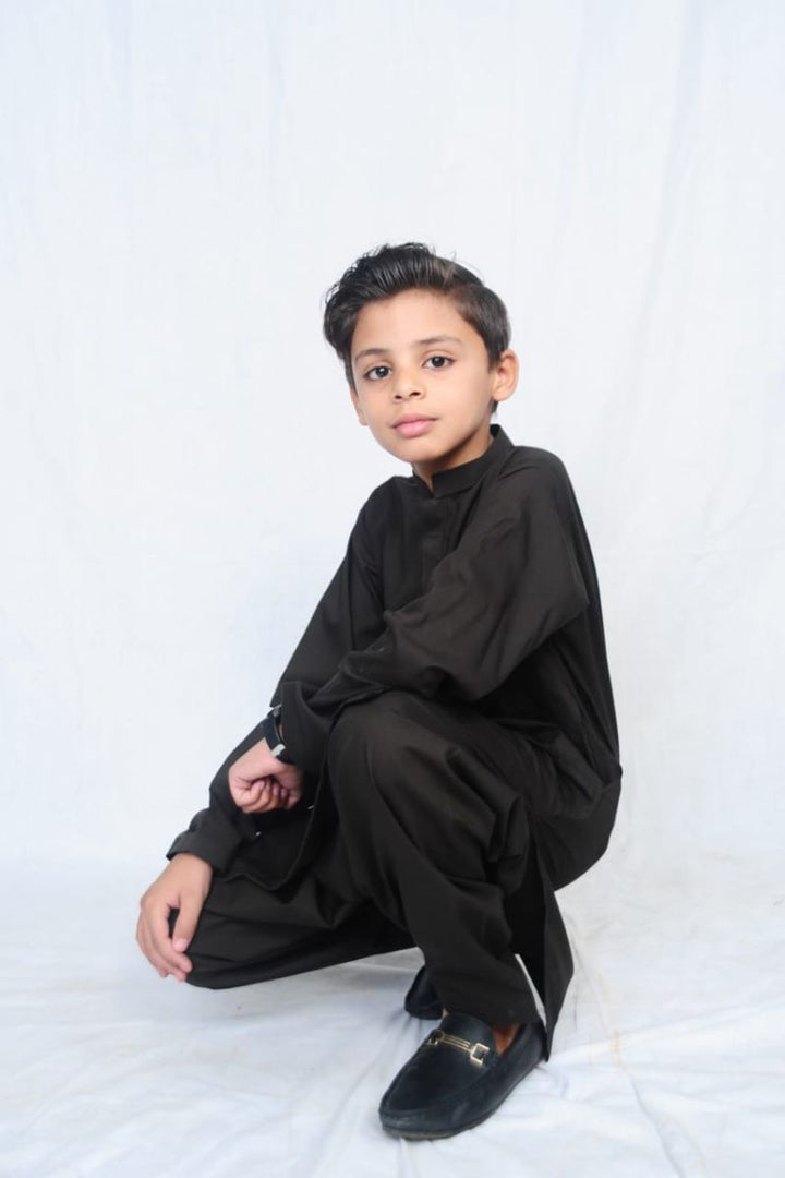 Mom4Little - Dark Brown Blended Kameez Shalwar - 2 Piece