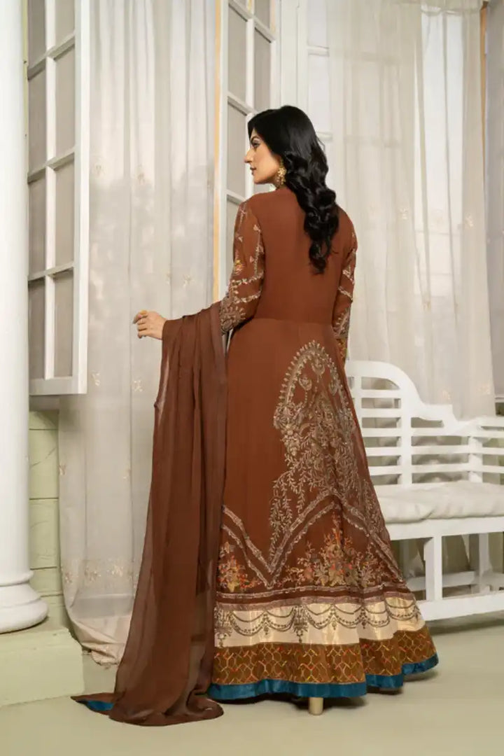 Sarajahan - Mahi - Chiffon - Brown - 3 Piece