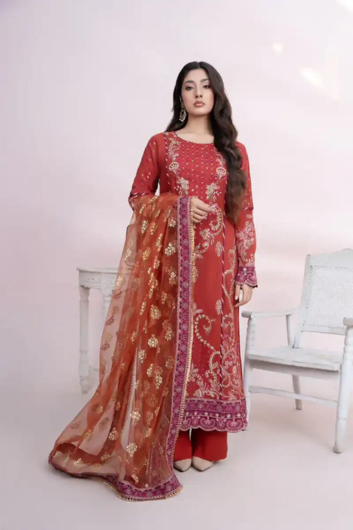 Sarajahan - Aizal - Chiffon - Orange - 3 Piece