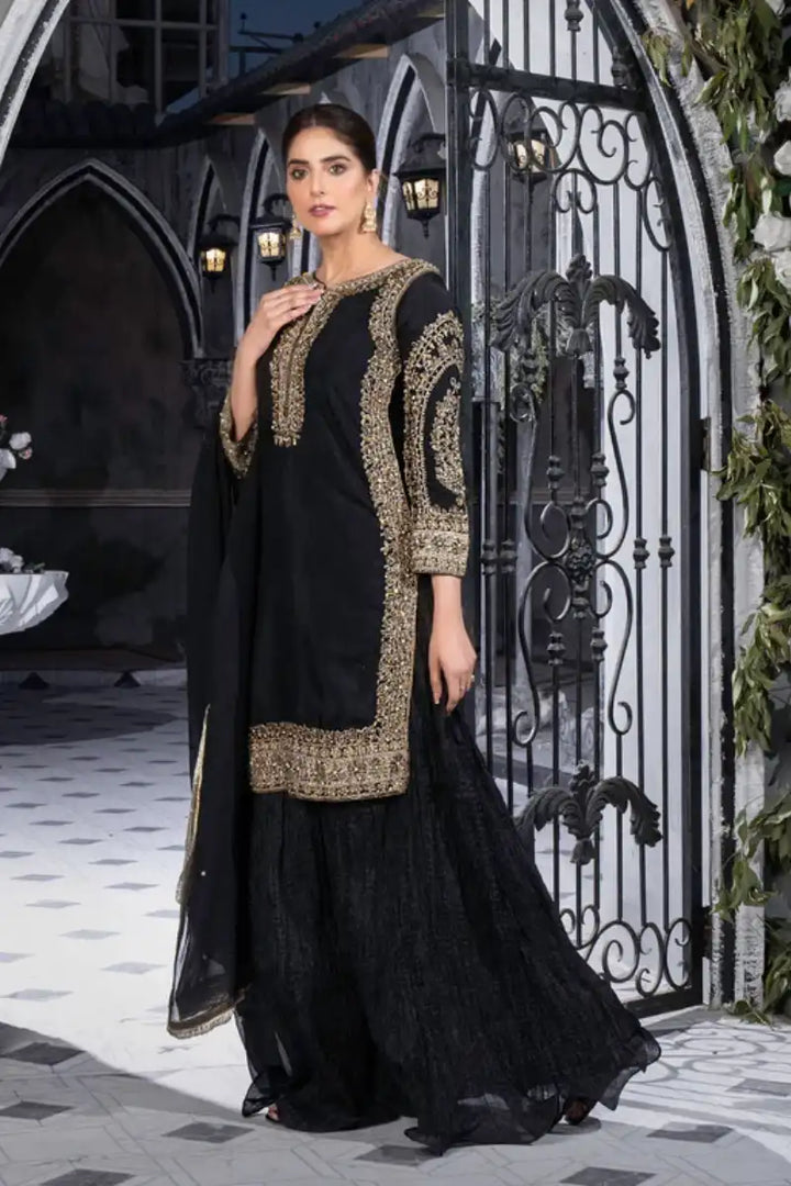 Sarajahan - Jan e Tamanna - Raw Silk - Black - 3 Piece