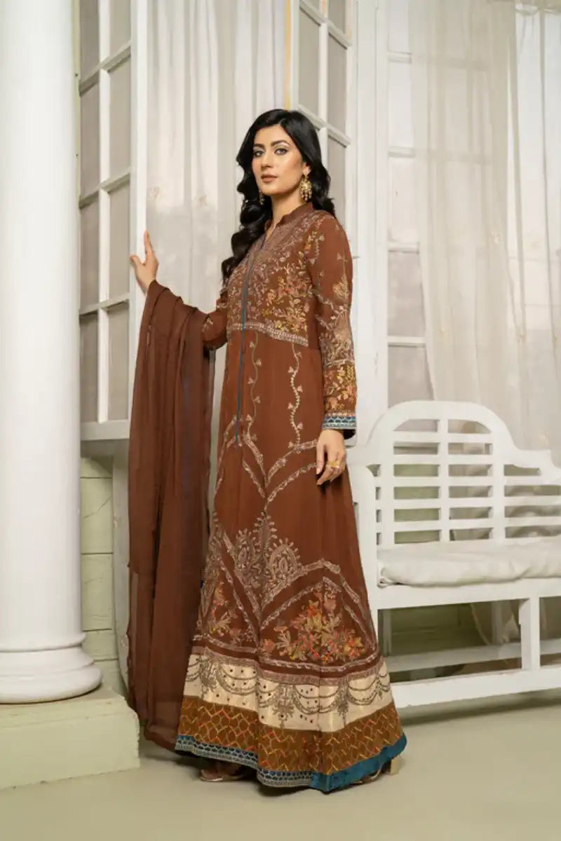 Sarajahan - Mahi - Chiffon - Brown - 3 Piece