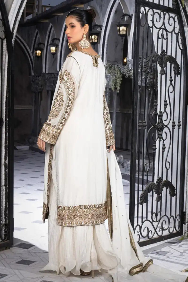 Sarajahan - Jan e Jahan - Raw Silk - White - 3 Piece