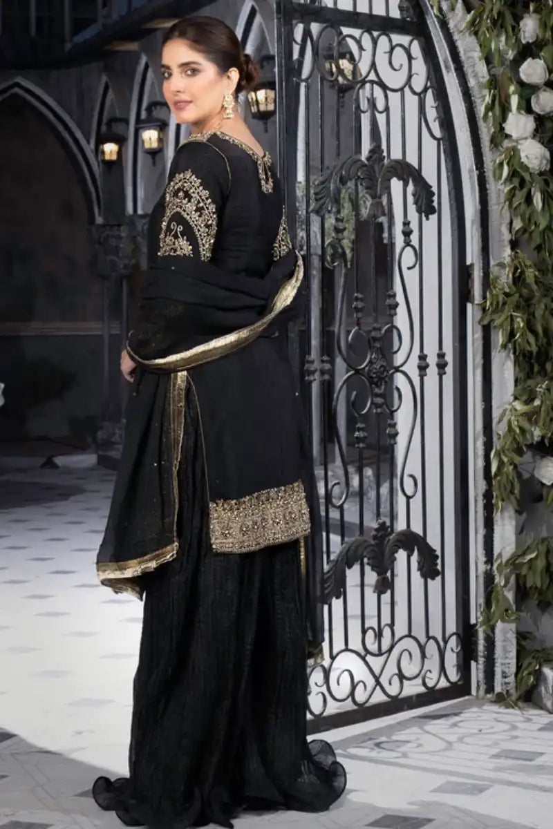 Sarajahan - Jan e Tamanna - Raw Silk - Black - 3 Piece