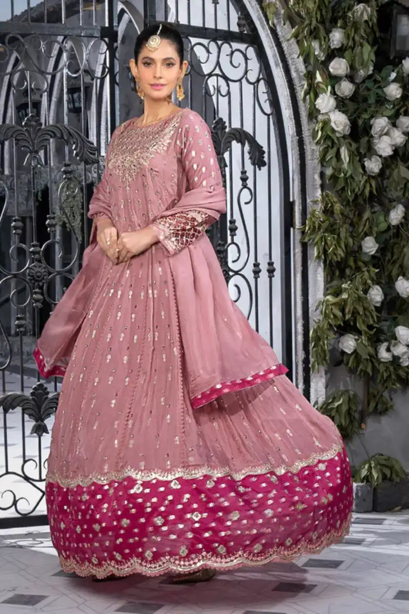 Sarajahan - Martina - Chiffon - Pink - 3 Piece