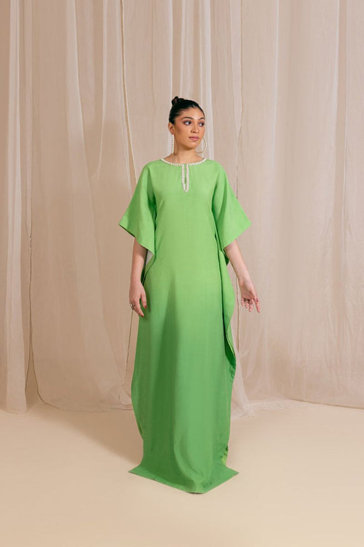 Fozia Khalid - Mint Dusk - Kaftan - Rawsilk - 1 Piece