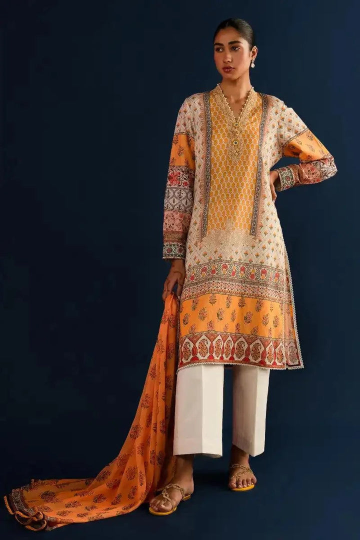 Sana Safinaz - H242-020B-3CK - Lawn - YELLOW - 3 Piece - Unstitch