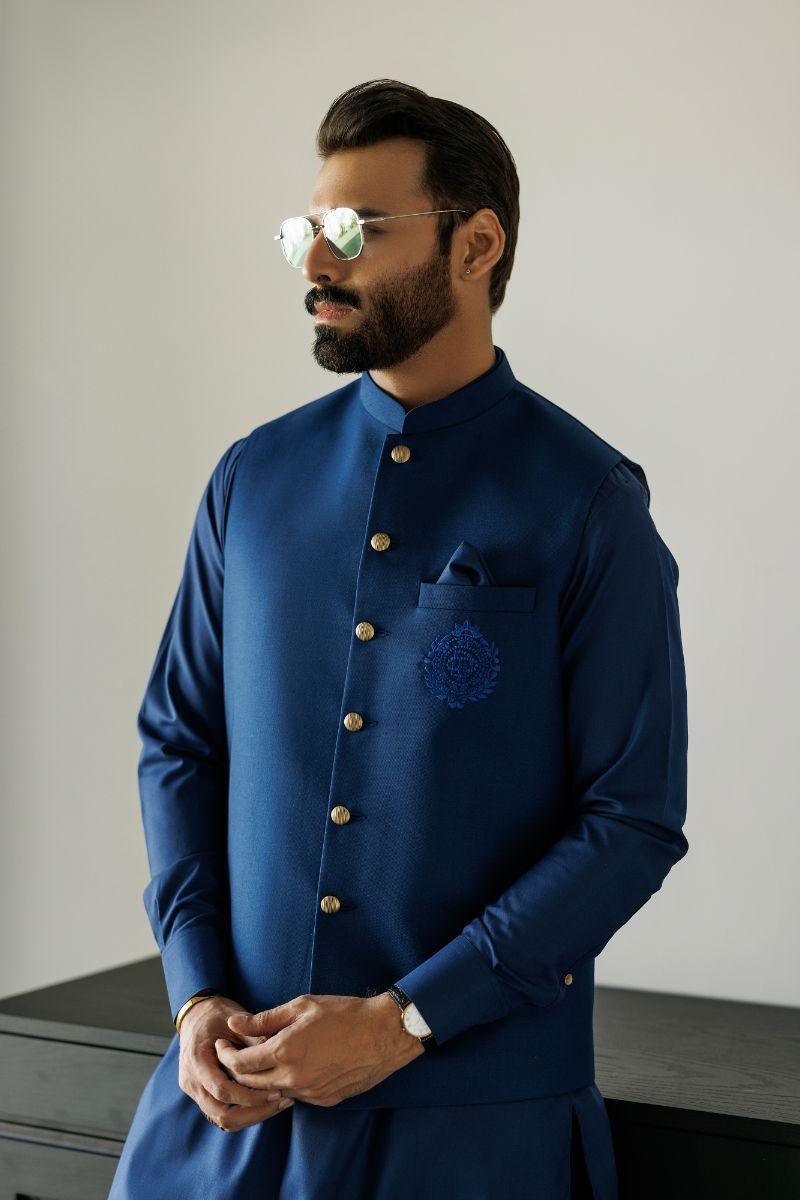 Deepak Perwani - jkt1417 & kas911 - Navy Blue - 3 Piece