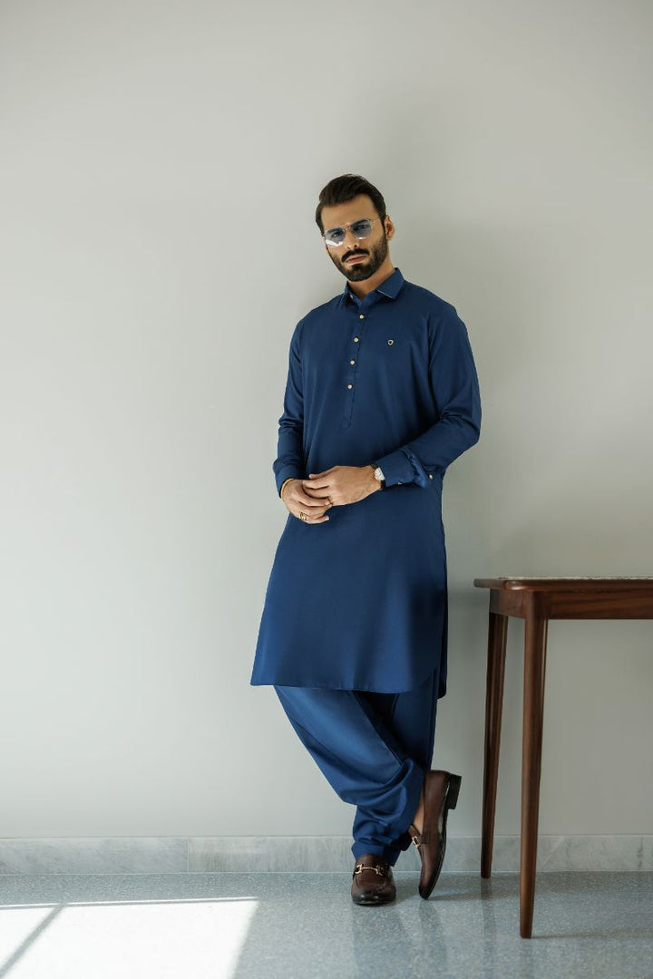 Deepak Perwani - jkt1417 & kas911 - Navy Blue - 3 Piece