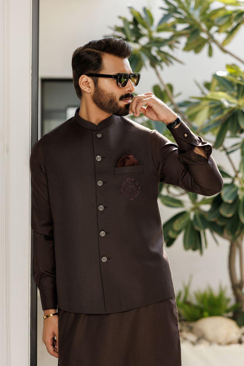 Deepak Perwani - jkt1418 & kas914 - Brown - 3 Piece