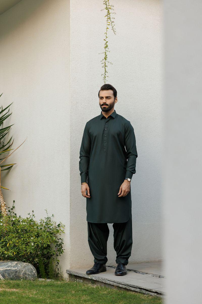 Deepak Perwani - jkt1422 & kas910 - Dark Green - 3 Piece