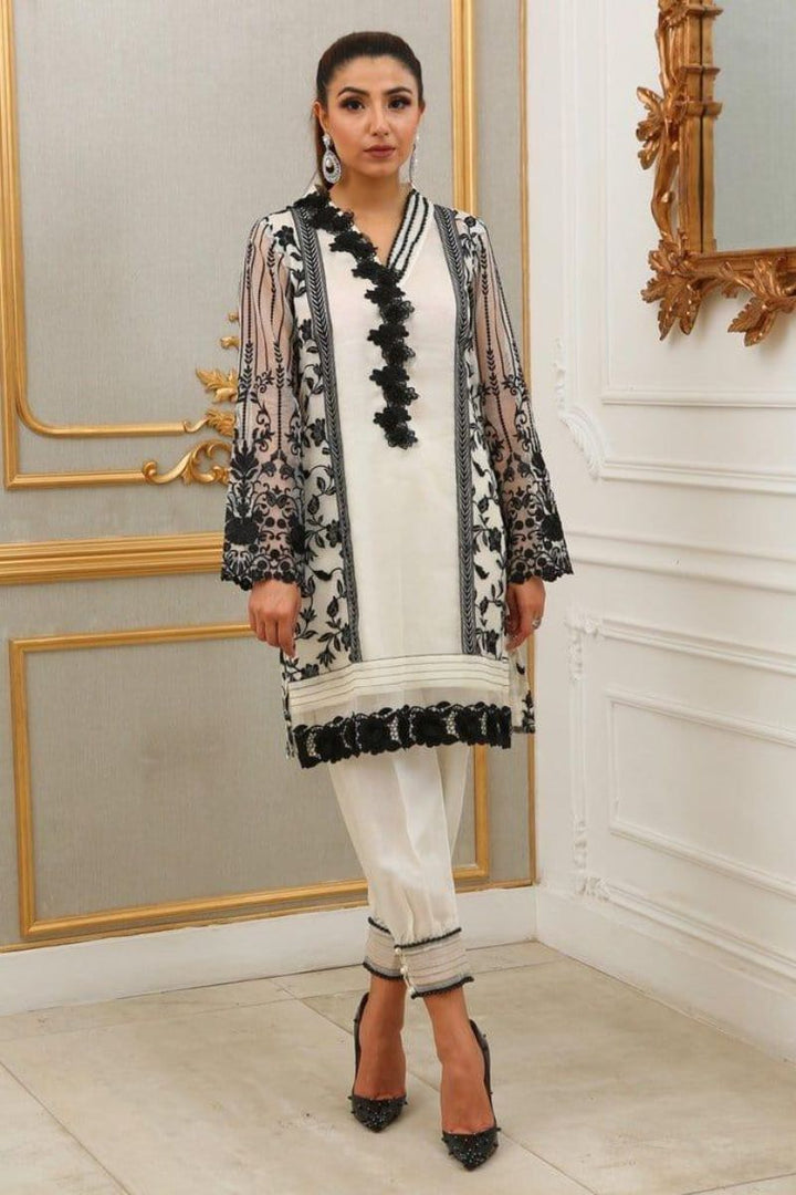 Maheen Trends - Black & White Luna - 2 Piece - Organza