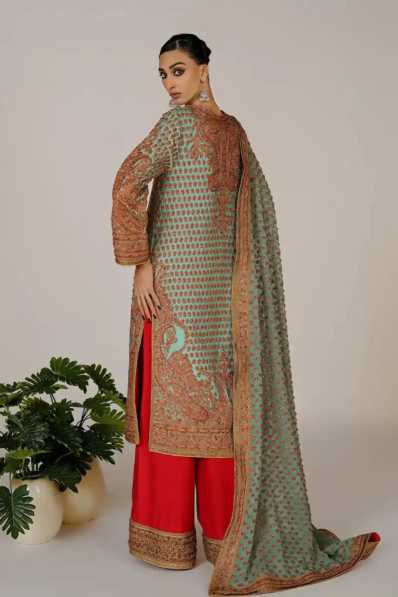 Rizwan Beyg - Marori Bridal Aqua Shirt & Dupatta