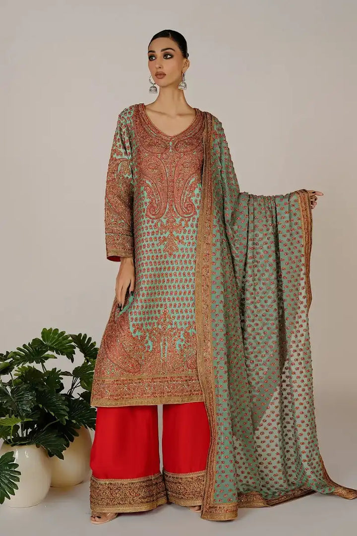 Rizwan Beyg - Marori Bridal Aqua Shirt & Dupatta