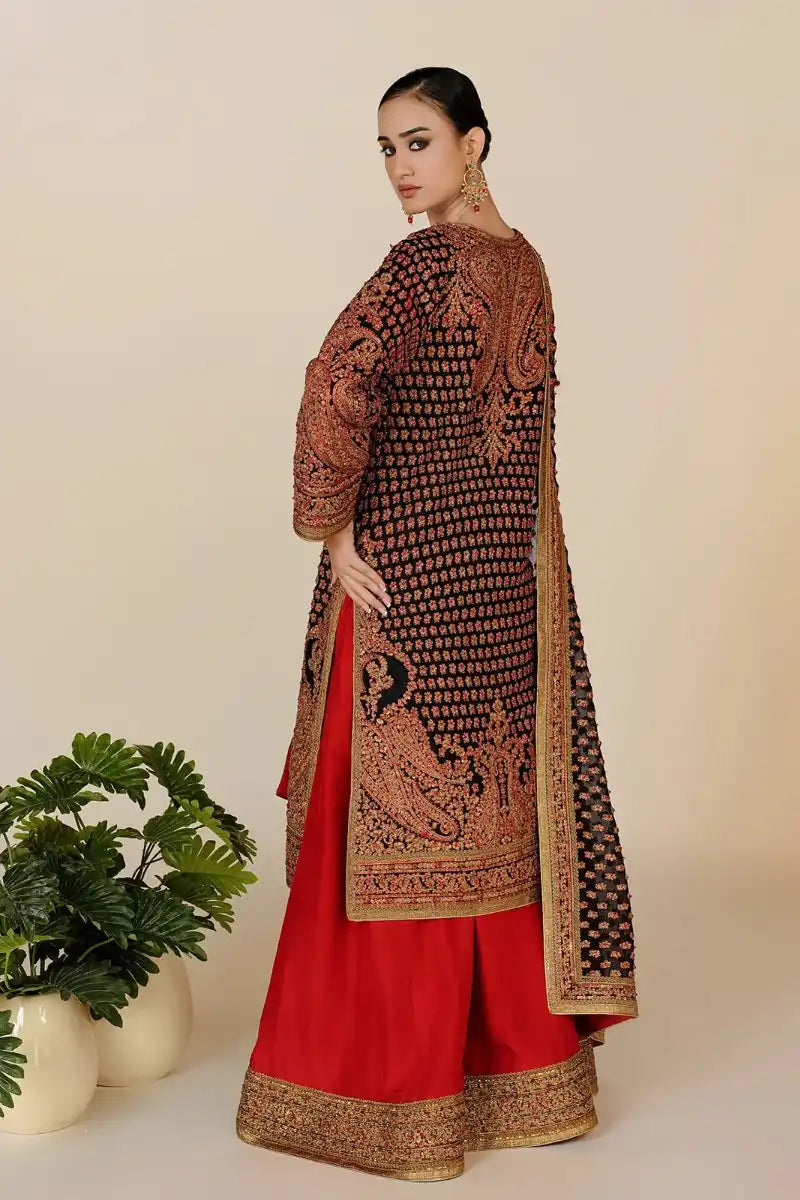 Rizwan Beyg - Marori Bridal Black Shirt & Dupatta