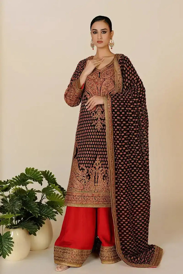 Rizwan Beyg - Marori Bridal Black Shirt & Dupatta