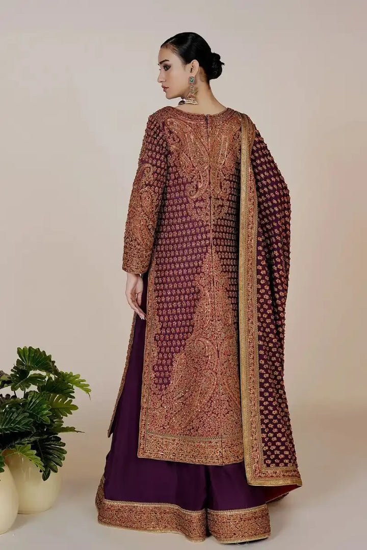 Rizwan Beyg - Marori Embroidery Purple Coat