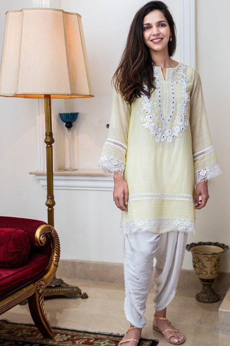 Maheen Trends - Lime Yellow - 2 Piece - Organza