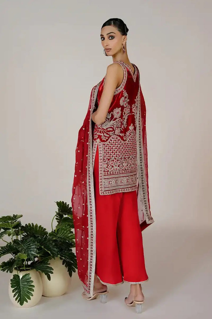 Rizwan Beyg - Parisa Red Short Shirt