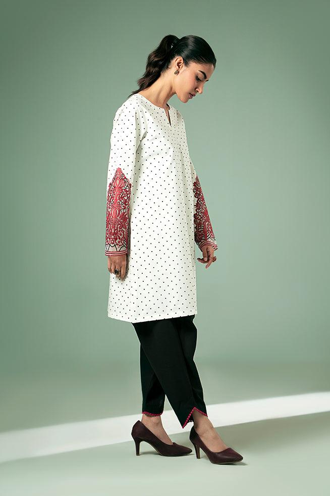 FOZIA KHALID  - Polka Dot Statement Kurta - Printed Cotton - 1 Piece