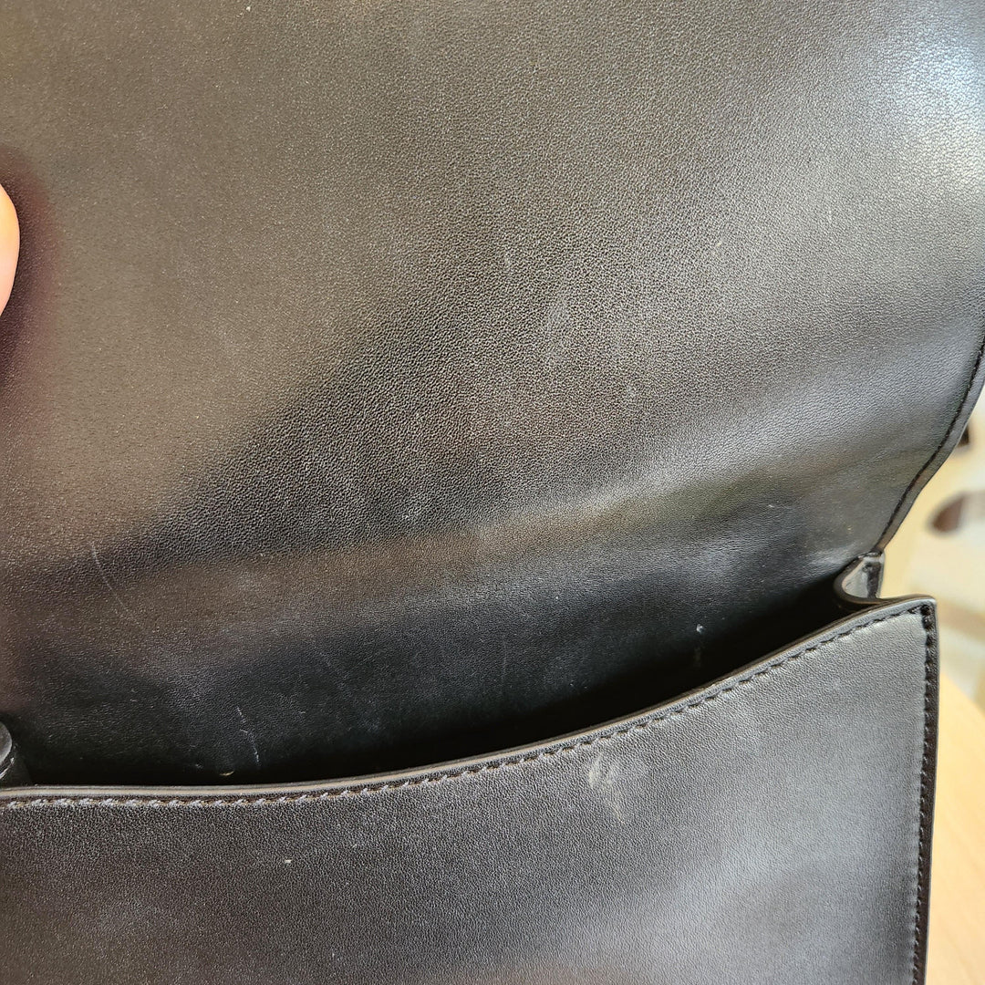 Pre-Loved Treasures - Guess Black Kendy Double Flap Leatherette Crossbody Bag