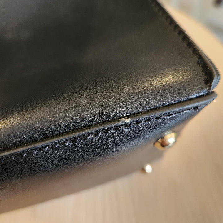 Pre-Loved Treasures - Guess Black Kendy Double Flap Leatherette Crossbody Bag