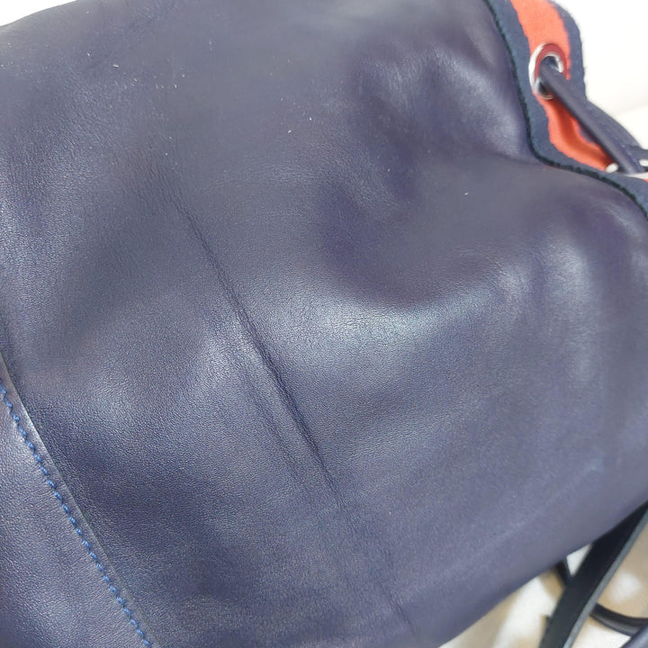 Pre-Loved Treasures - Longchamp Navy Blue Leather Drawstring Shoulder Bag