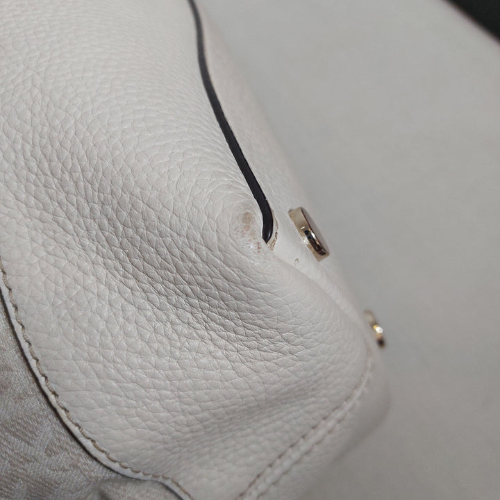 Pre-Loved Treasures - Michael Kors Cream Monogram Canvas & Leather Shoulder Bag