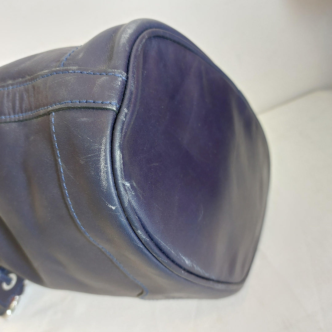 Pre-Loved Treasures - Longchamp Navy Blue Leather Drawstring Shoulder Bag