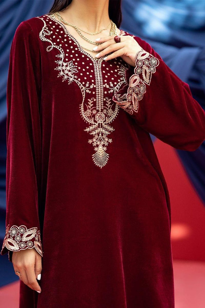 Fozia Khalid - Azara - Velvet - Maroon - 3 Piece - Studio by TCS