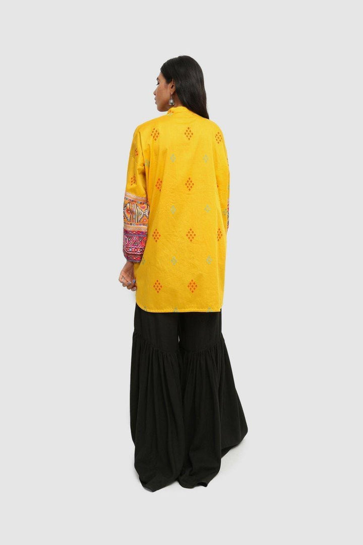 Generation - Yellow Balochi Blend Applique Kurta - 1 PC