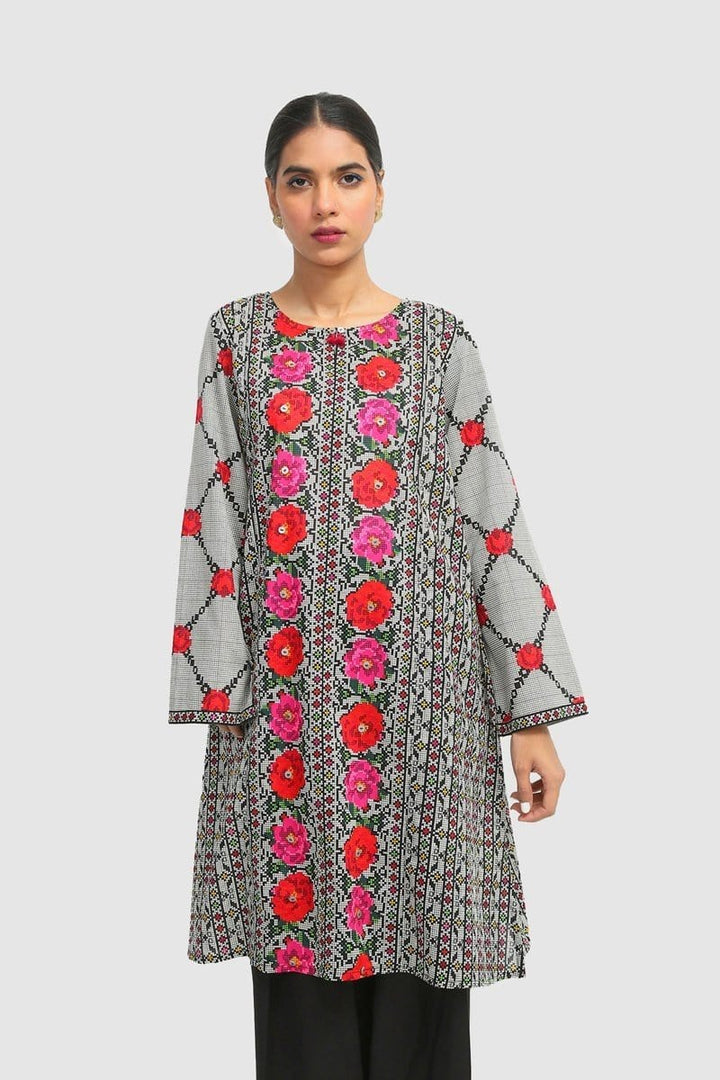 Generation - Grey Aara Taanka Kurta - 1 PC