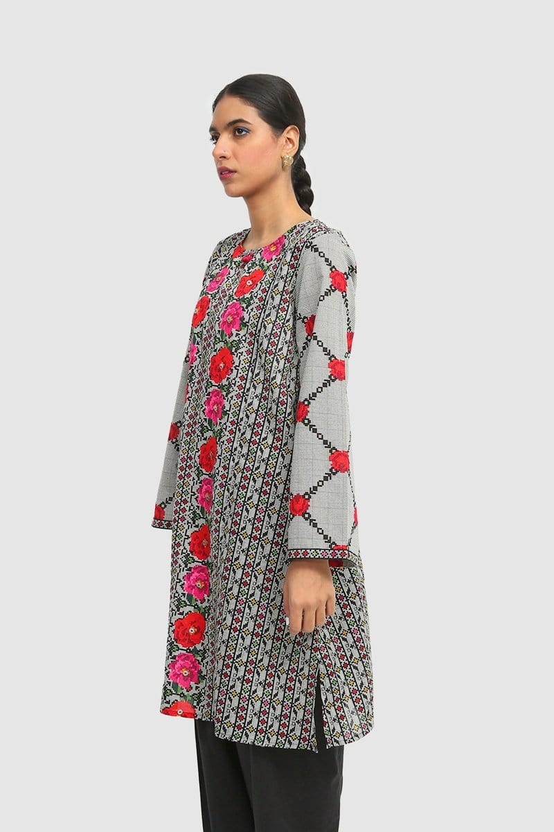 Generation - Grey Aara Taanka Kurta - 1 PC