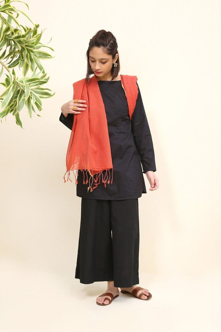 Generation - Fire Dupatta Nos Winter Collection - Resham Check - 1 Piece