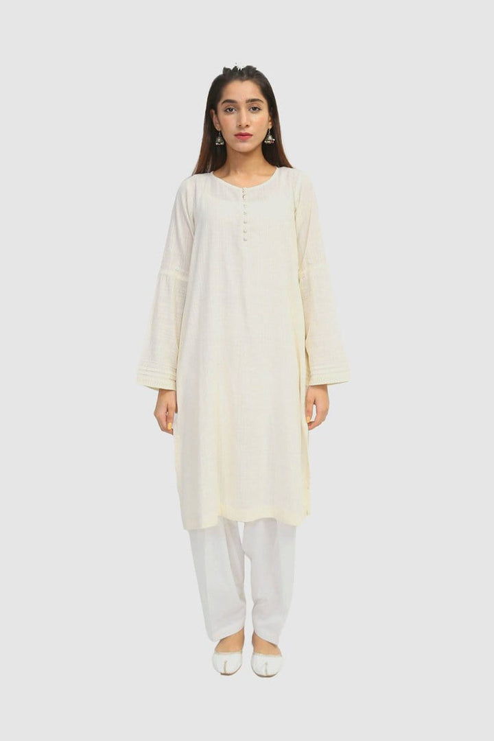 Generation - Off White Romentisicm Embroidered Kurta - 1 PC