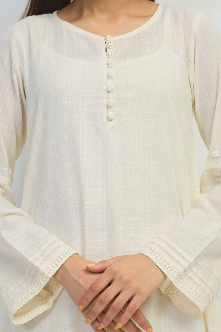 Generation - Off White Romentisicm Embroidered Kurta - 1 PC