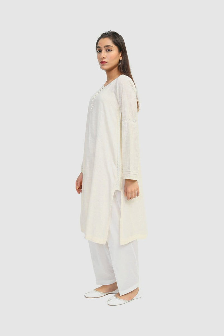 Generation - Off White Romentisicm Embroidered Kurta - 1 PC