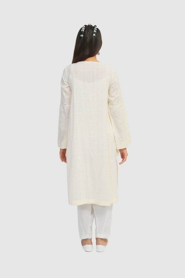 Generation - Off White Romentisicm Embroidered Kurta - 1 PC