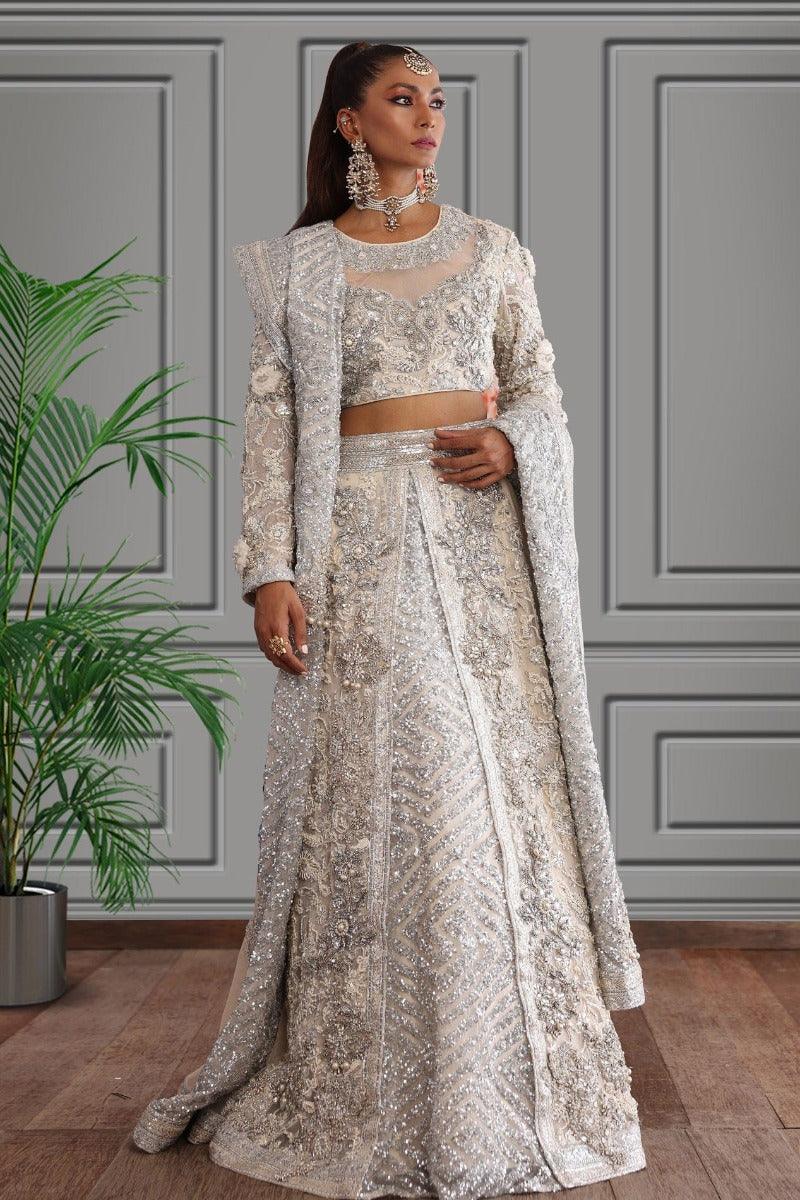 Shamaeel - Embroidered Silk Off-white Lehenga, Choli and Dupatta - Studio by TCS