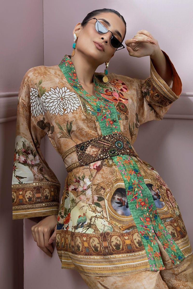 Shamaeel - Silk Embroidered Shirt and Belt with Silk Printed Pants - Studio by TCS