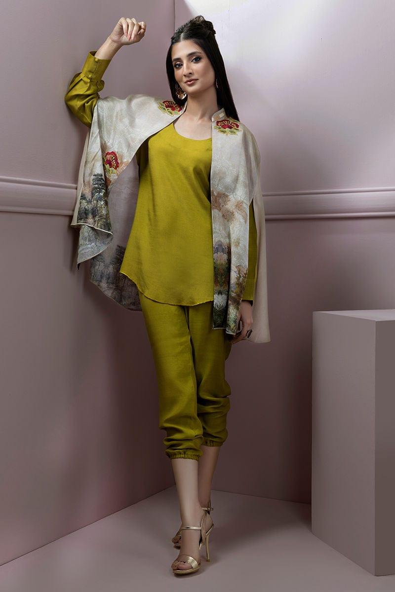 Shamaeel - Solid Silk Co-ord Set with Embroidered Silk Jacket - Studio by TCS