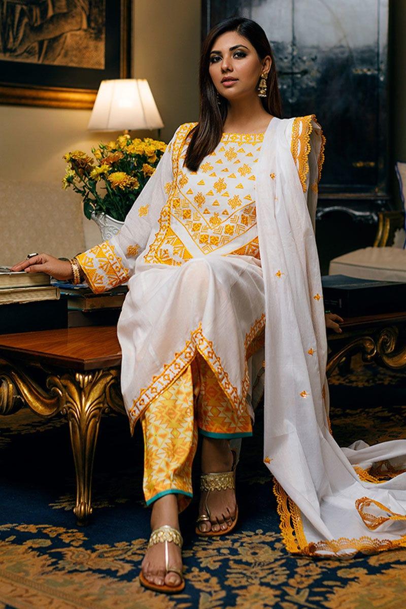 Pinktree - Amber - Yellow - Embroidered - 3 Piece - Studio by TCS