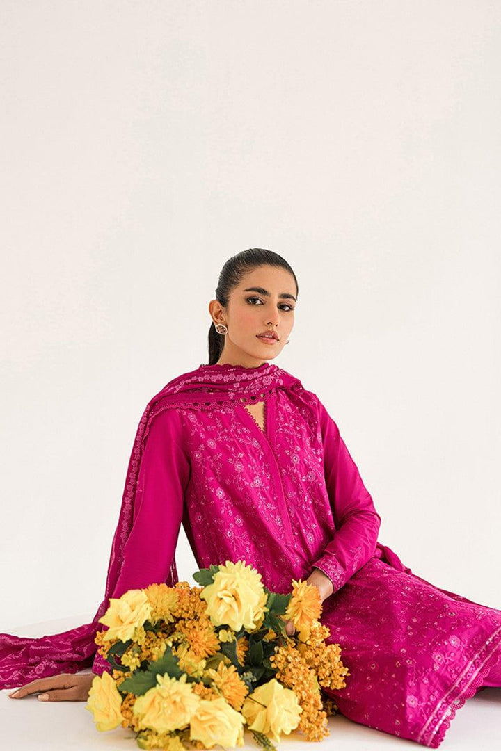 Cross Stitch - FLORET SANGRIA - 3 Piece Embroidered Lawn Suit - Unstitched