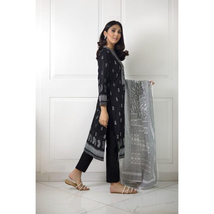 Shehrnaz - SHK-1009 - Black - Block Print - 3 Piece - Studio by TCS