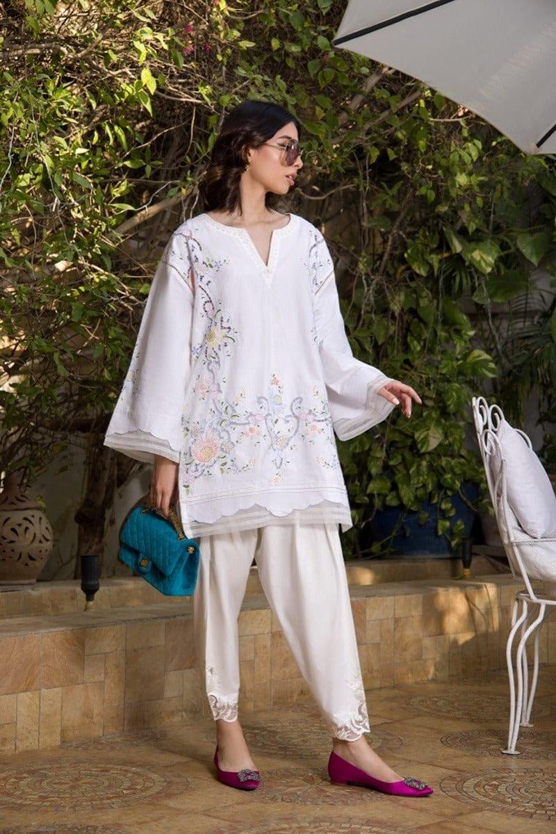 Shehrnaz - White Firdous Tunic - SHK-1060 - Studio by TCS